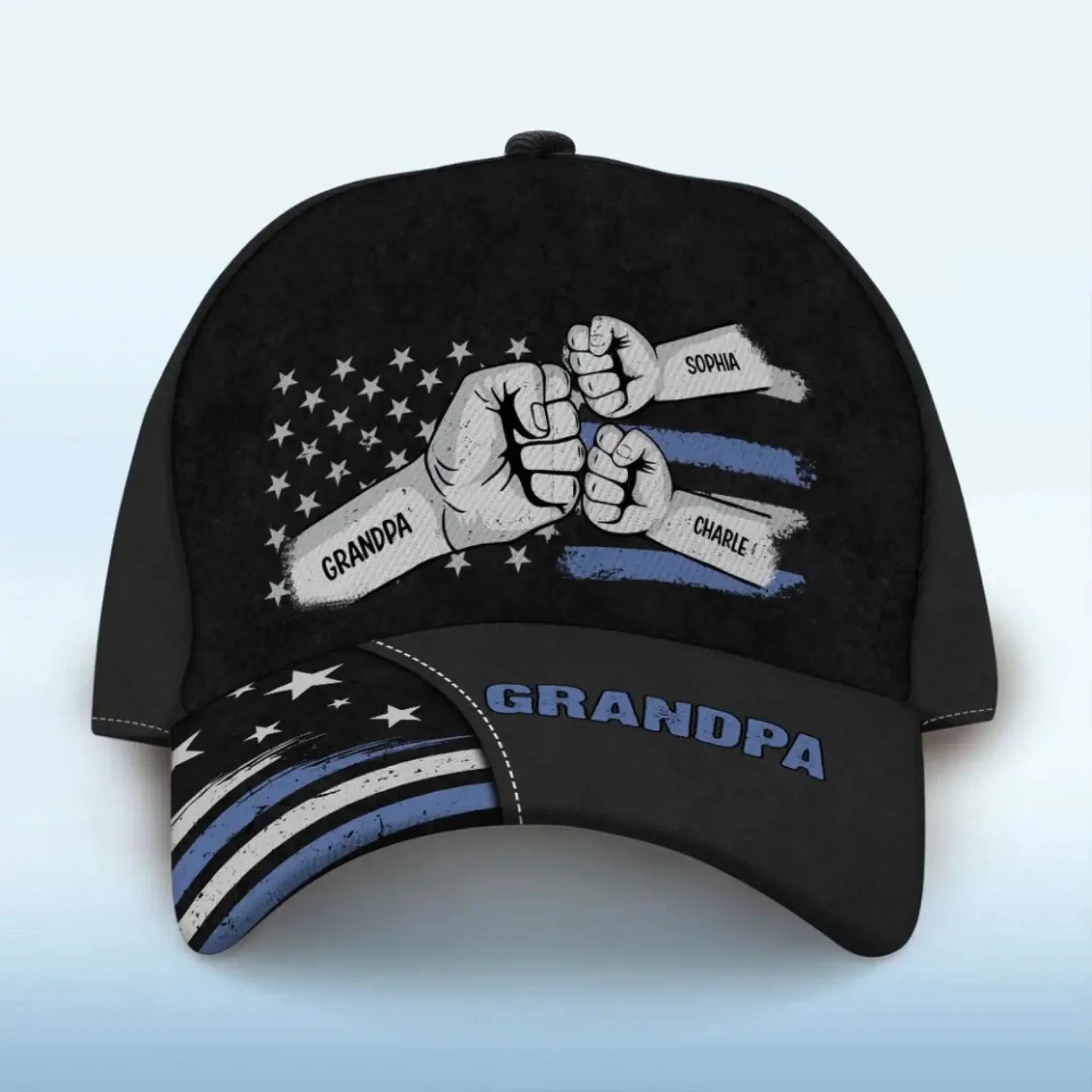 Dad Grandpa Fist Bump Nation Flag Personalized Classic Cap, Gift For Dad, For Grandpa, For Husband Ezcustomize