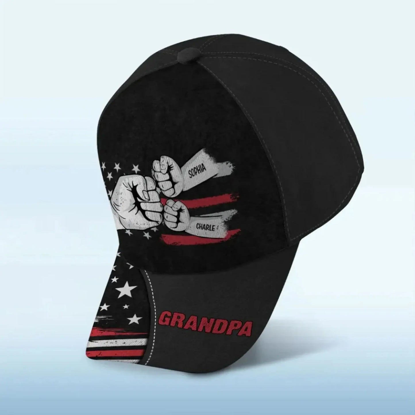 Dad Grandpa Fist Bump Nation Flag Personalized Classic Cap, Gift For Dad, For Grandpa, For Husband Ezcustomize
