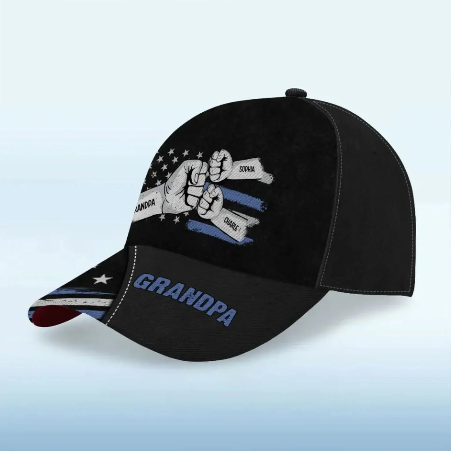 Dad Grandpa Fist Bump Nation Flag Personalized Classic Cap, Gift For Dad, For Grandpa, For Husband Ezcustomize