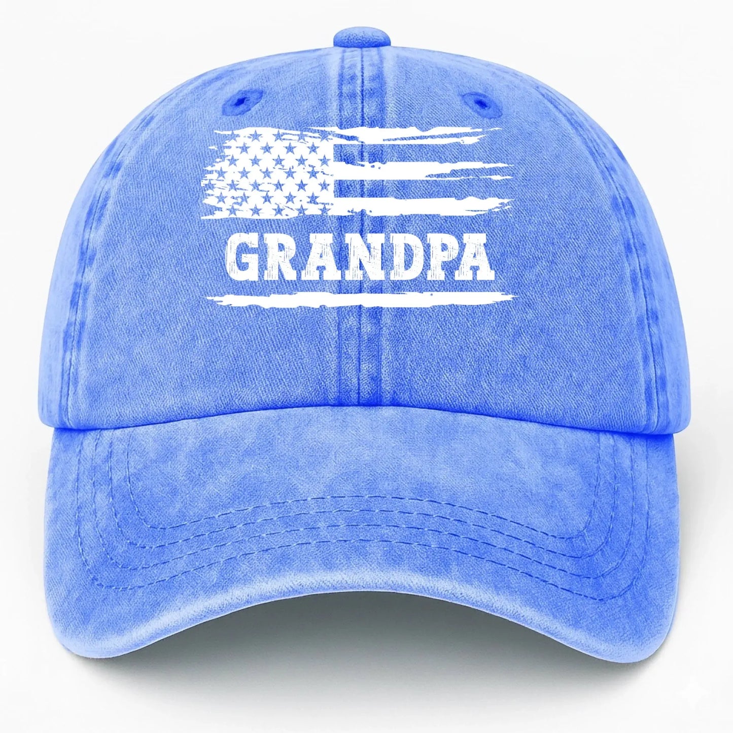 Dad/Grandpa USA Flag Hat – Personalized Distressed Denim Cap – Patriotic Gift for Dad/Grandpa Ezcustomize