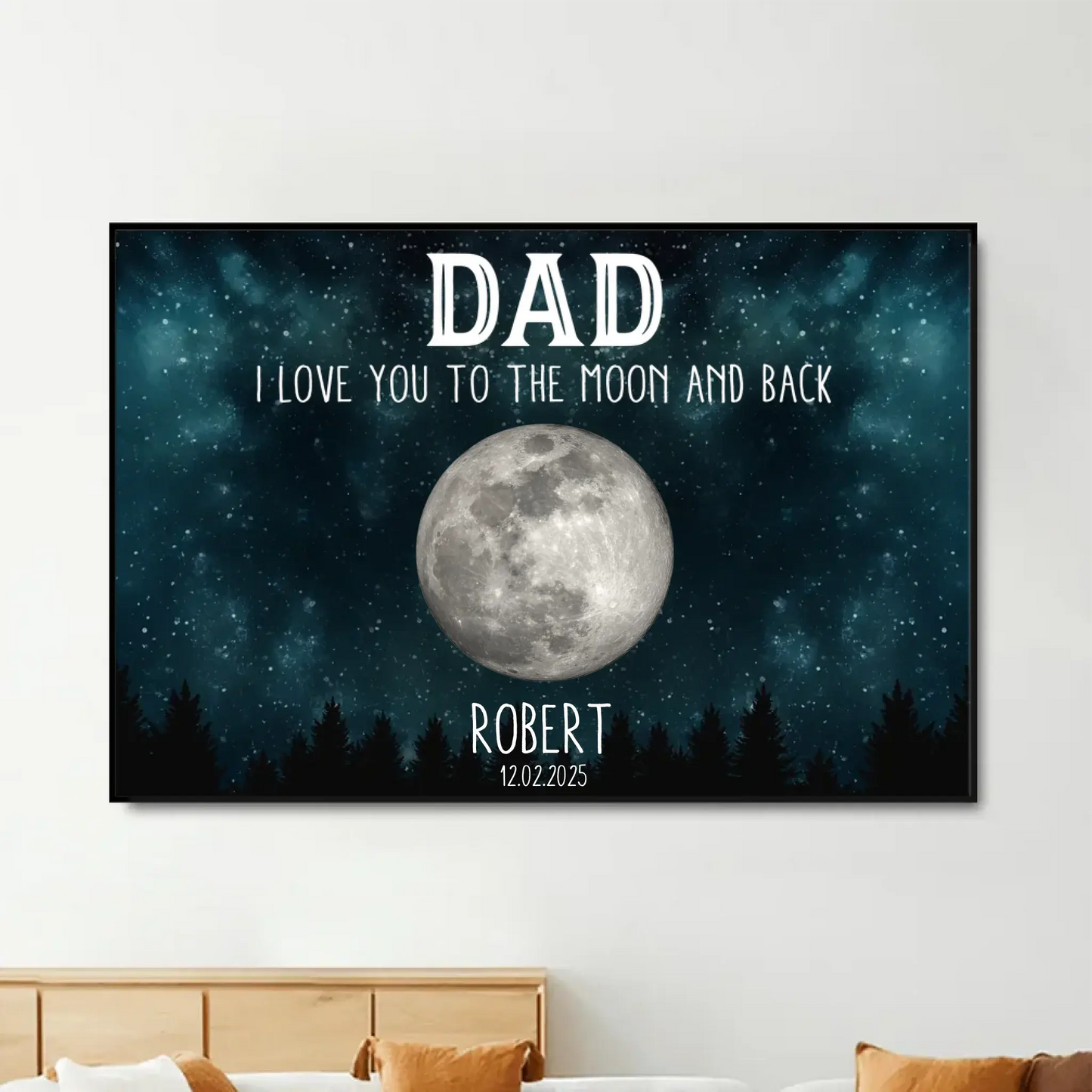 Dad We Love You To The Moon And Back – Custom Birth Moon Phase Poster/Canvas – Personalized Father's Day Gift for Dad or Husband Ezcustomize
