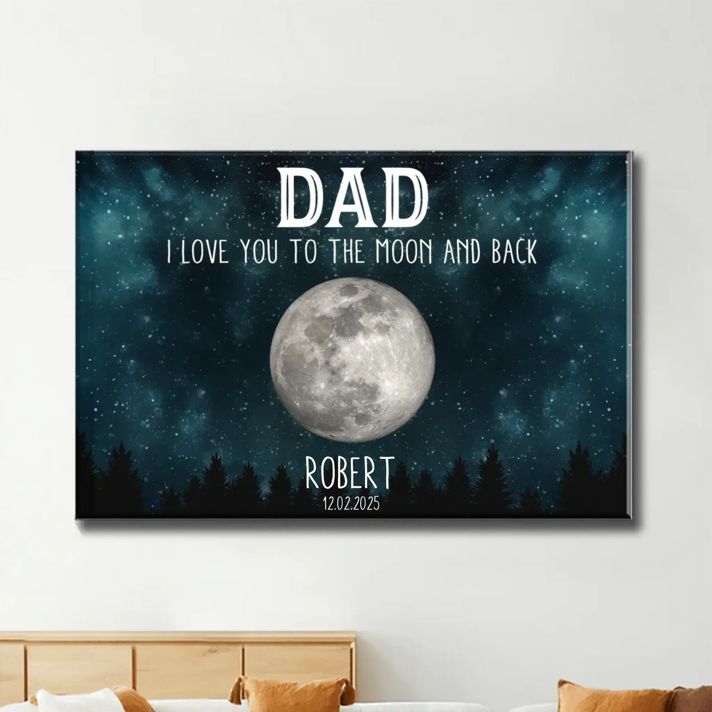 Dad We Love You To The Moon And Back – Custom Birth Moon Phase Poster/Canvas – Personalized Father's Day Gift for Dad or Husband Ezcustomize