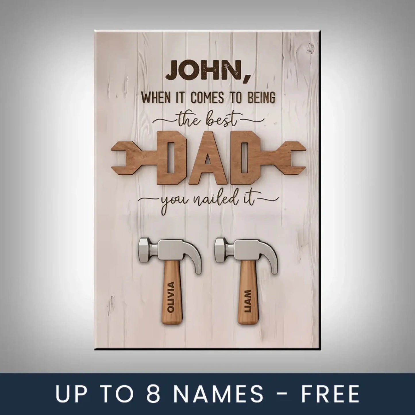 Dad You Nailed It Tool Art – Personalized Poster/Canvas with Kids’ Names – Custom Father’s Day Gift for Handy Dads Ezcustomize