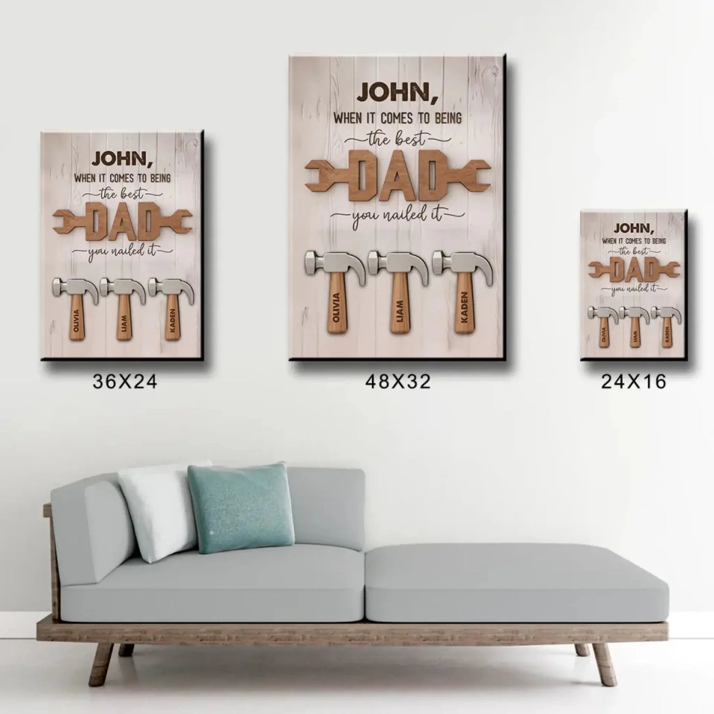 Dad You Nailed It Tool Art – Personalized Poster/Canvas with Kids’ Names – Custom Father’s Day Gift for Handy Dads Ezcustomize