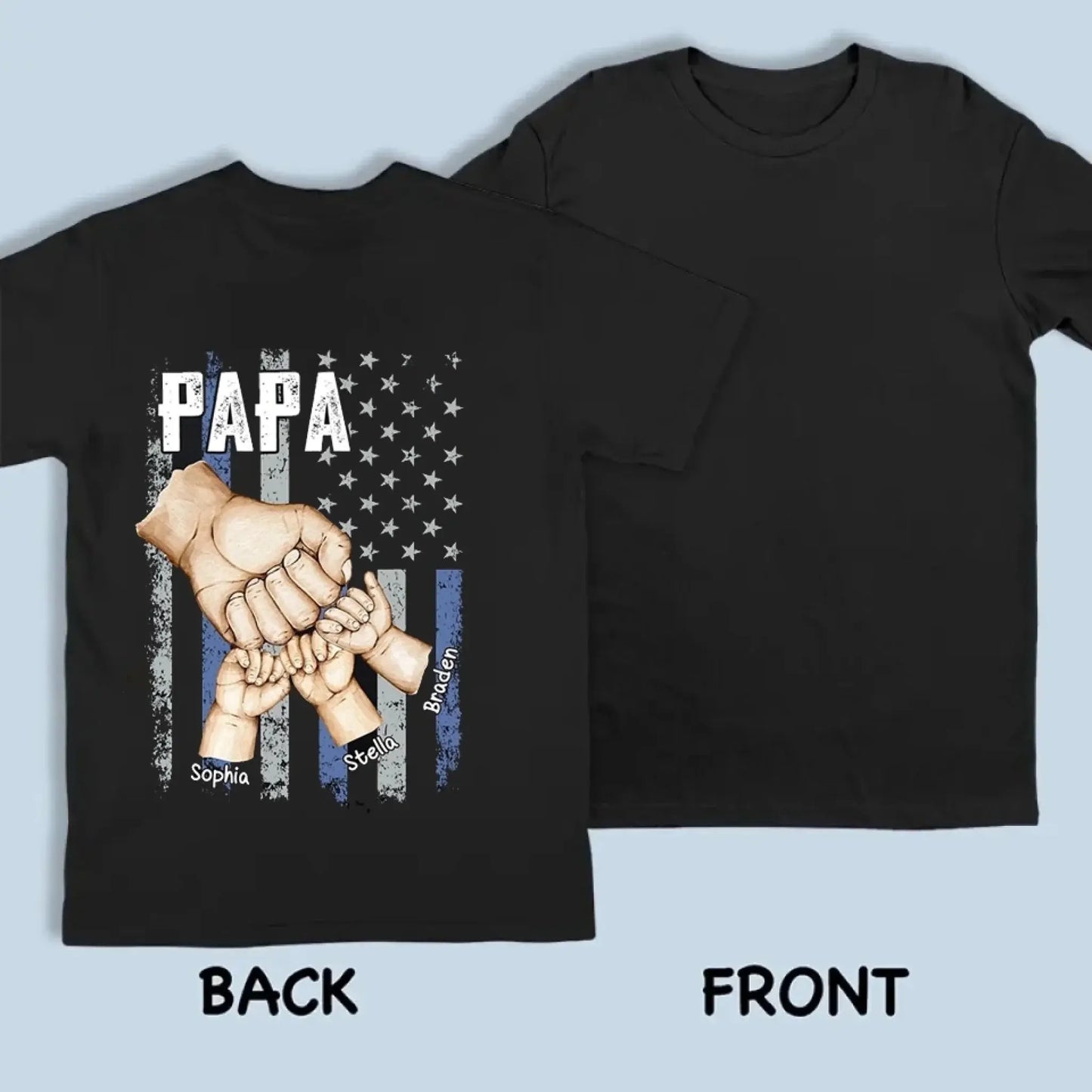 Dad & Grandkids Fist Bump Shirt – Personalized Grandpa Shirt with Custom Hand Names – 4th of July Gift for Dad Ezcustomize