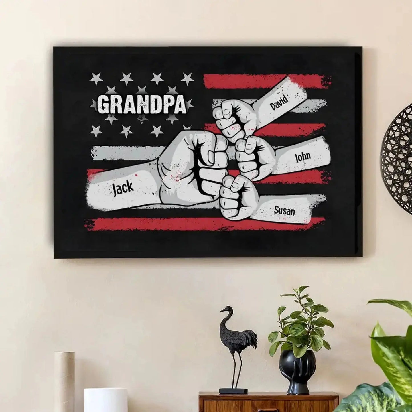 Dad & Kids Fist Bump Canvas Poster – Personalized Wall Art for Father’s Day – Custom Gift for Dad Ezcustomize
