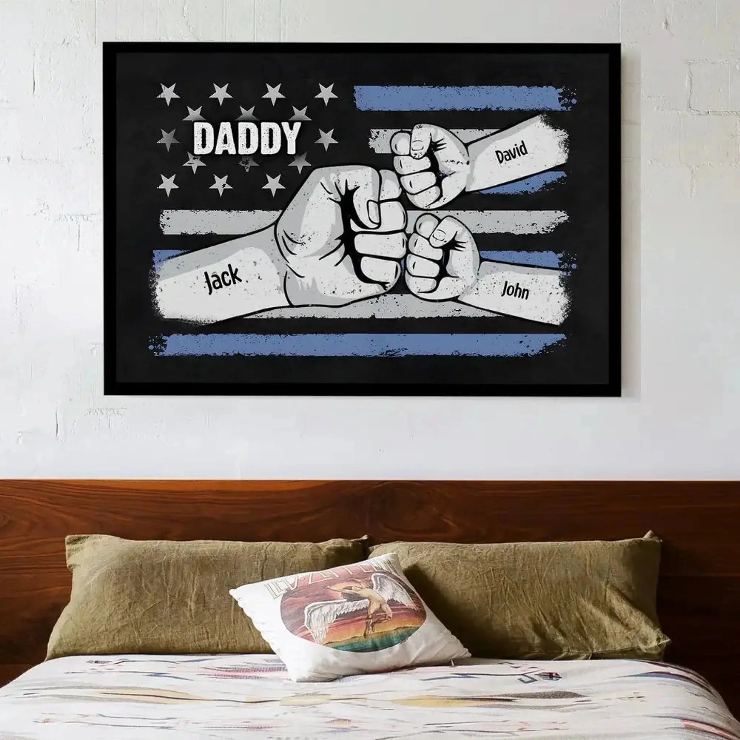 Dad & Kids Fist Bump Canvas Poster – Personalized Wall Art for Father’s Day – Custom Gift for Dad Ezcustomize