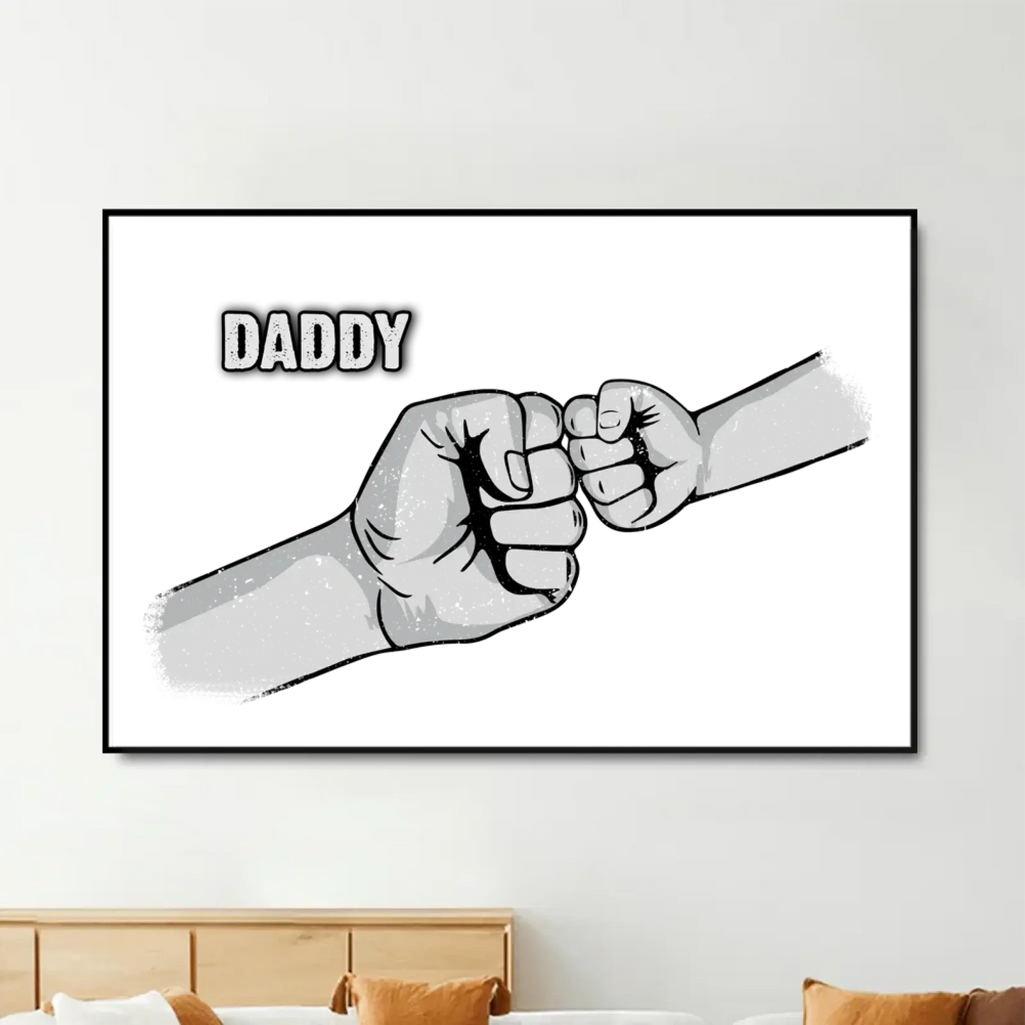 Dad & Kids Fist Bump Canvas Poster – Personalized Wall Art for Father’s Day – Custom Gift for Dad Ezcustomize