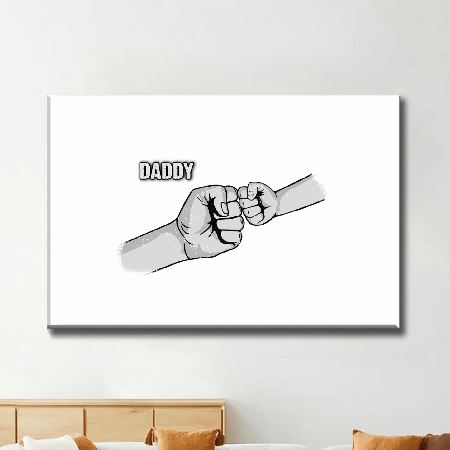 Dad & Kids Fist Bump Canvas Poster – Personalized Wall Art for Father’s Day – Custom Gift for Dad Ezcustomize