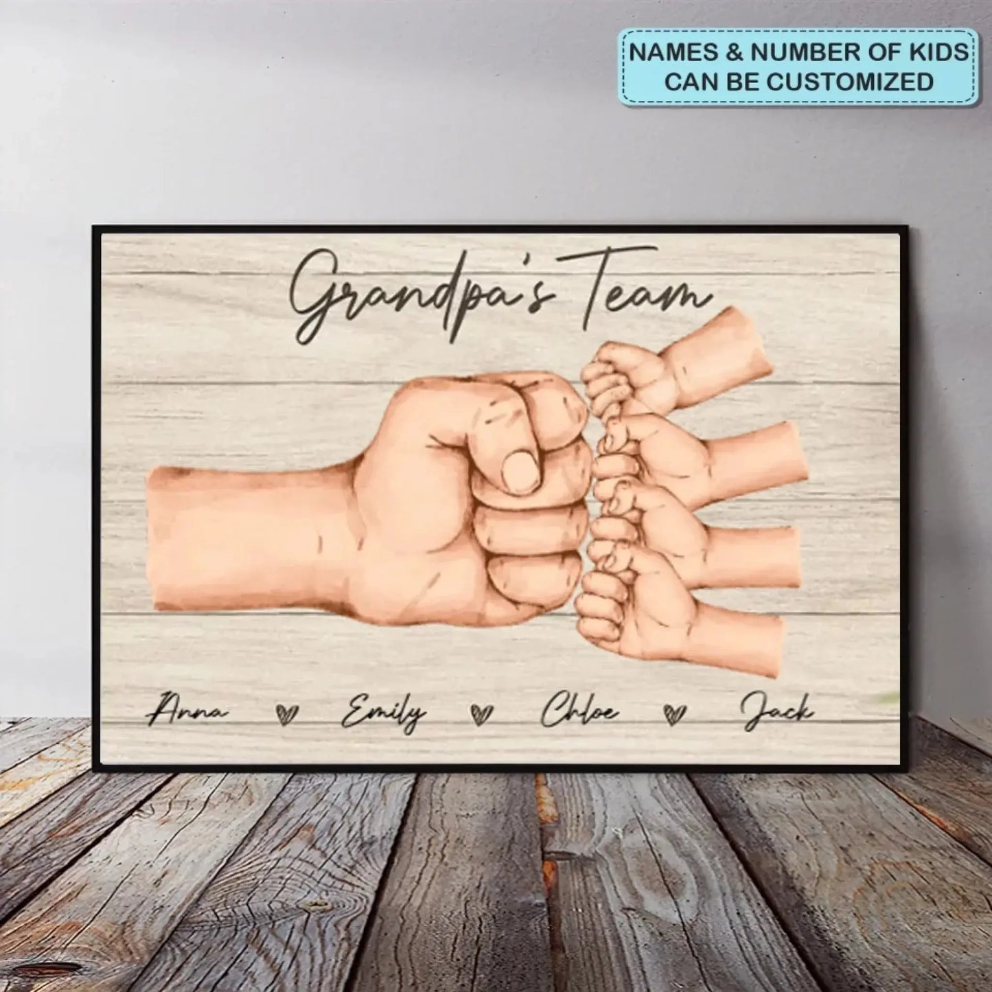 Daddy And Kids Together We Are A Team - Personalized Custom Poster/Canvas Ezcustomize