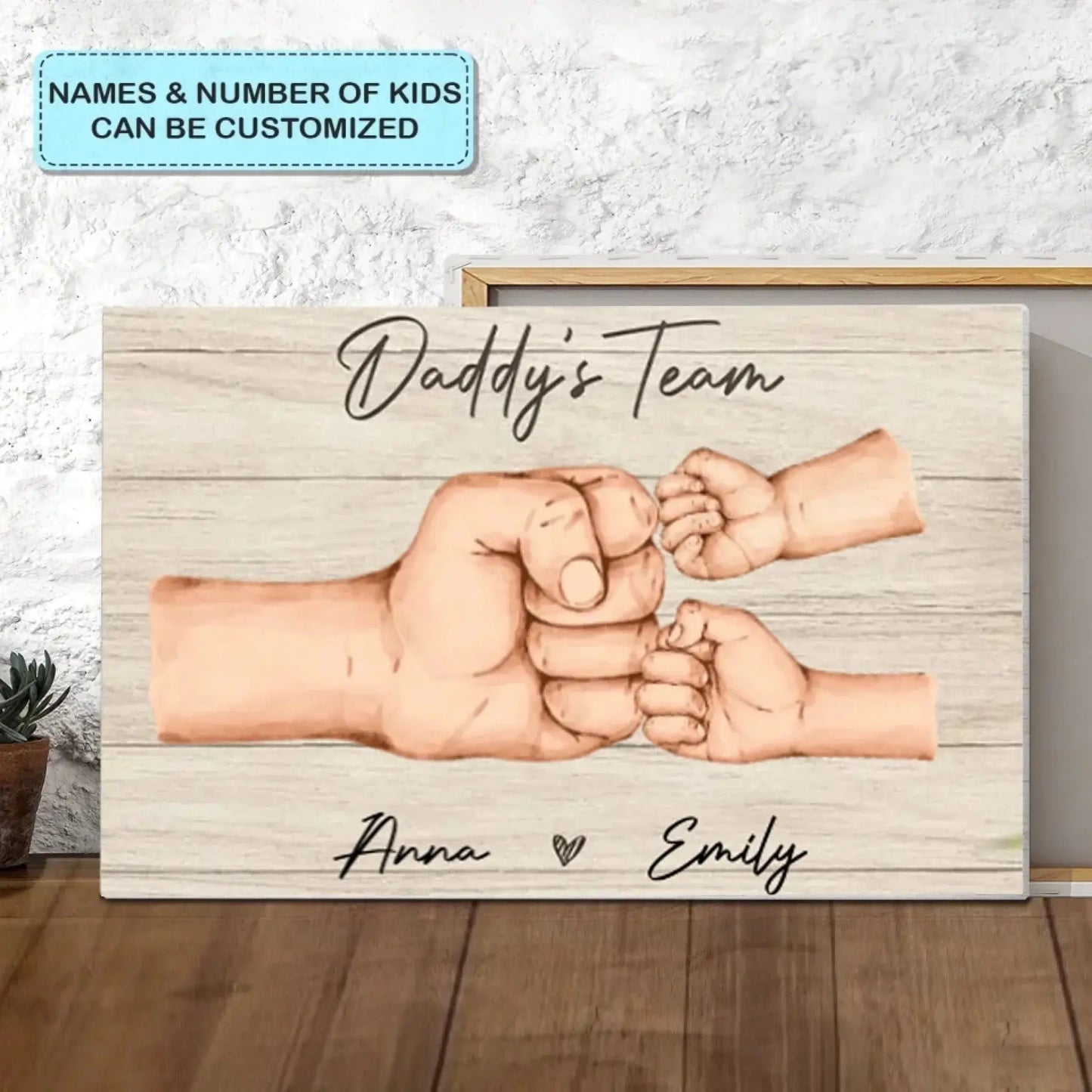 Daddy And Kids Together We Are A Team - Personalized Custom Poster/Canvas Ezcustomize