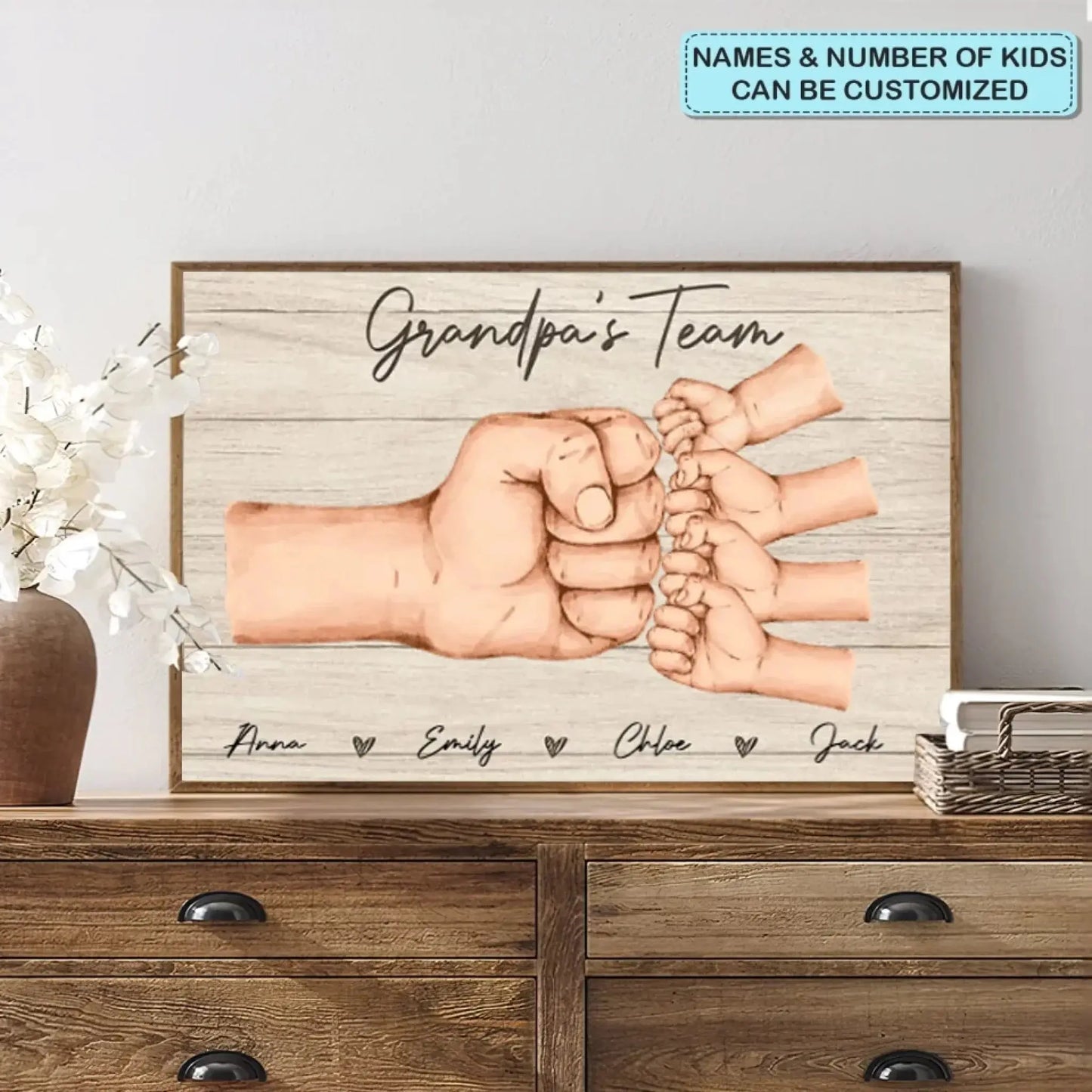 Daddy And Kids Together We Are A Team - Personalized Custom Poster/Canvas Ezcustomize