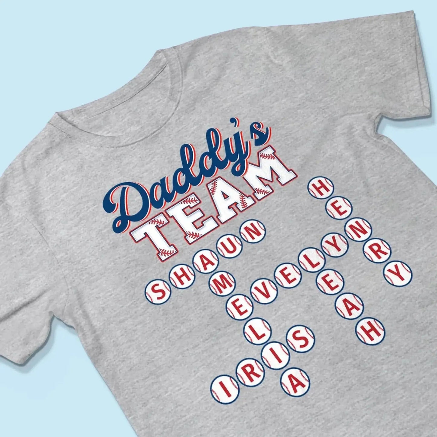 Daddy’s Baseball Team Shirt – Personalized Crossword Puzzle T-Shirt – Custom Gift for Sports Dad with Kids’ Names Ezcustomize