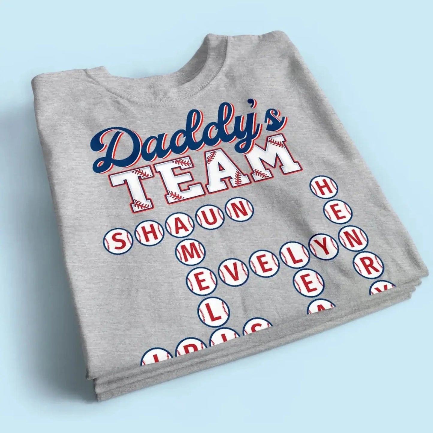 Daddy’s Baseball Team Shirt – Personalized Crossword Puzzle T-Shirt – Custom Gift for Sports Dad with Kids’ Names Ezcustomize
