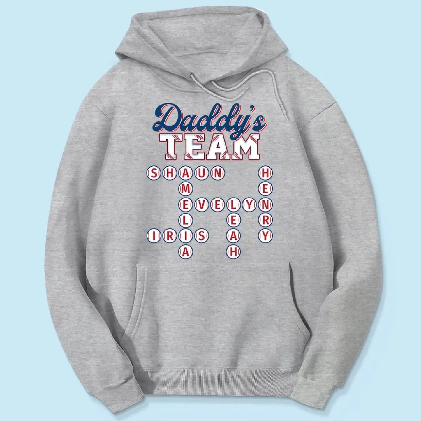 Daddy’s Baseball Team Shirt – Personalized Crossword Puzzle T-Shirt – Custom Gift for Sports Dad with Kids’ Names Ezcustomize