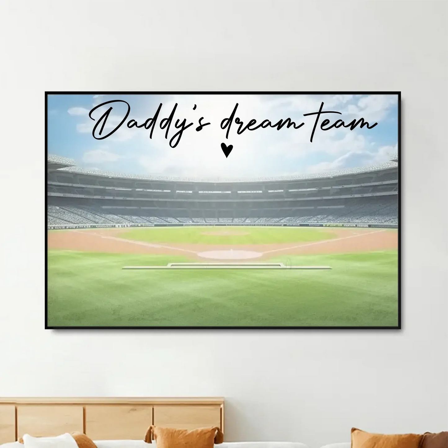 Daddy's Team Baseball Family Sitting Personalized Poster/Canvas, Gift For Dad, Grandpa, Husband Ezcustomize