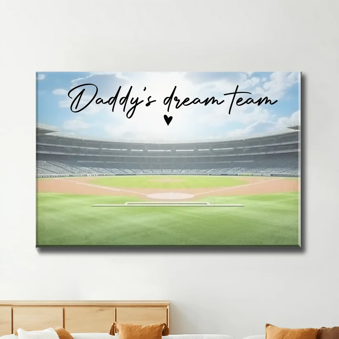 Daddy's Team Baseball Family Sitting Personalized Poster/Canvas, Gift For Dad, Grandpa, Husband Ezcustomize
