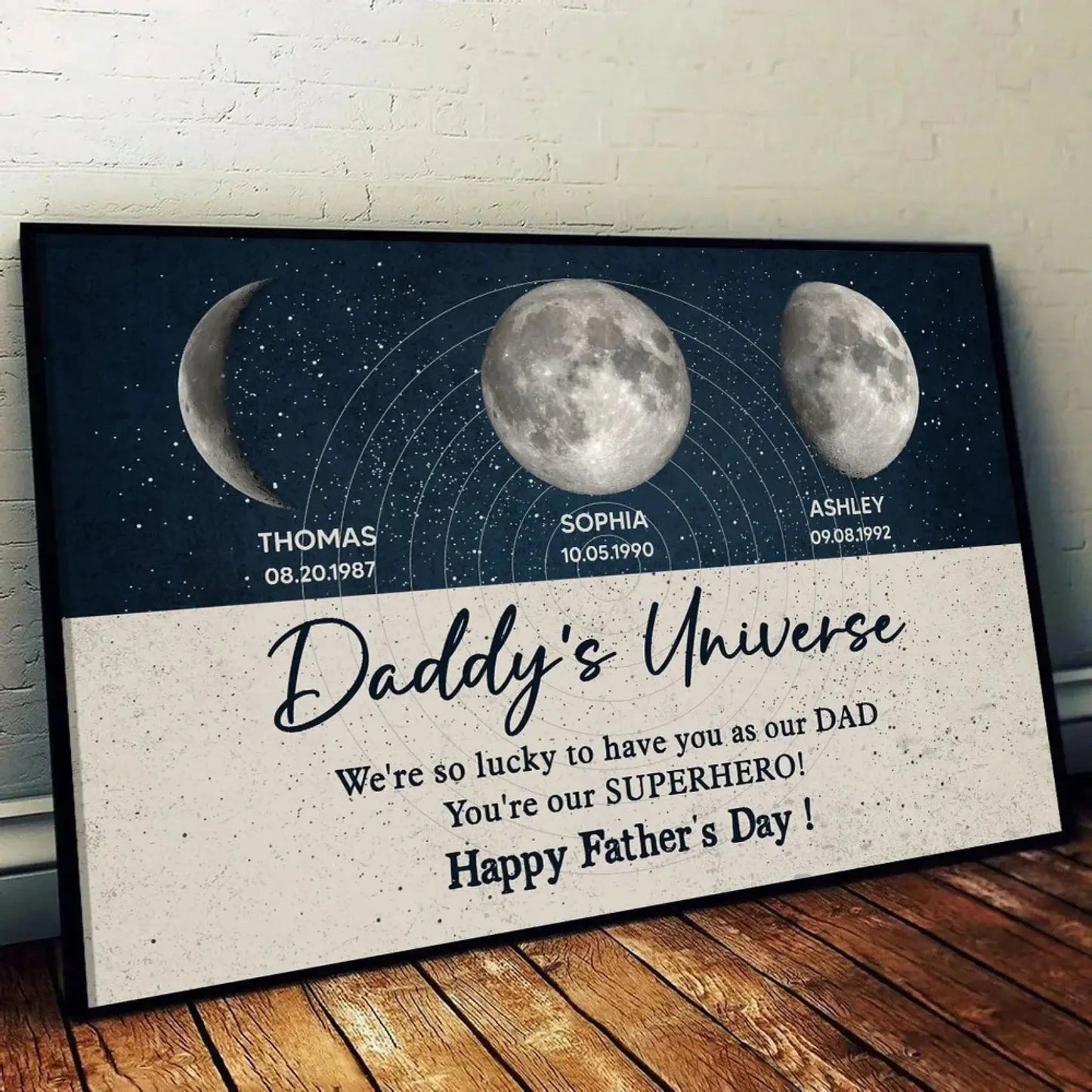 Daddy’s Universe Moon Phase Poster – Personalized Wall Art – Custom Father’s Day Gift Celebrating Special Moments Ezcustomize