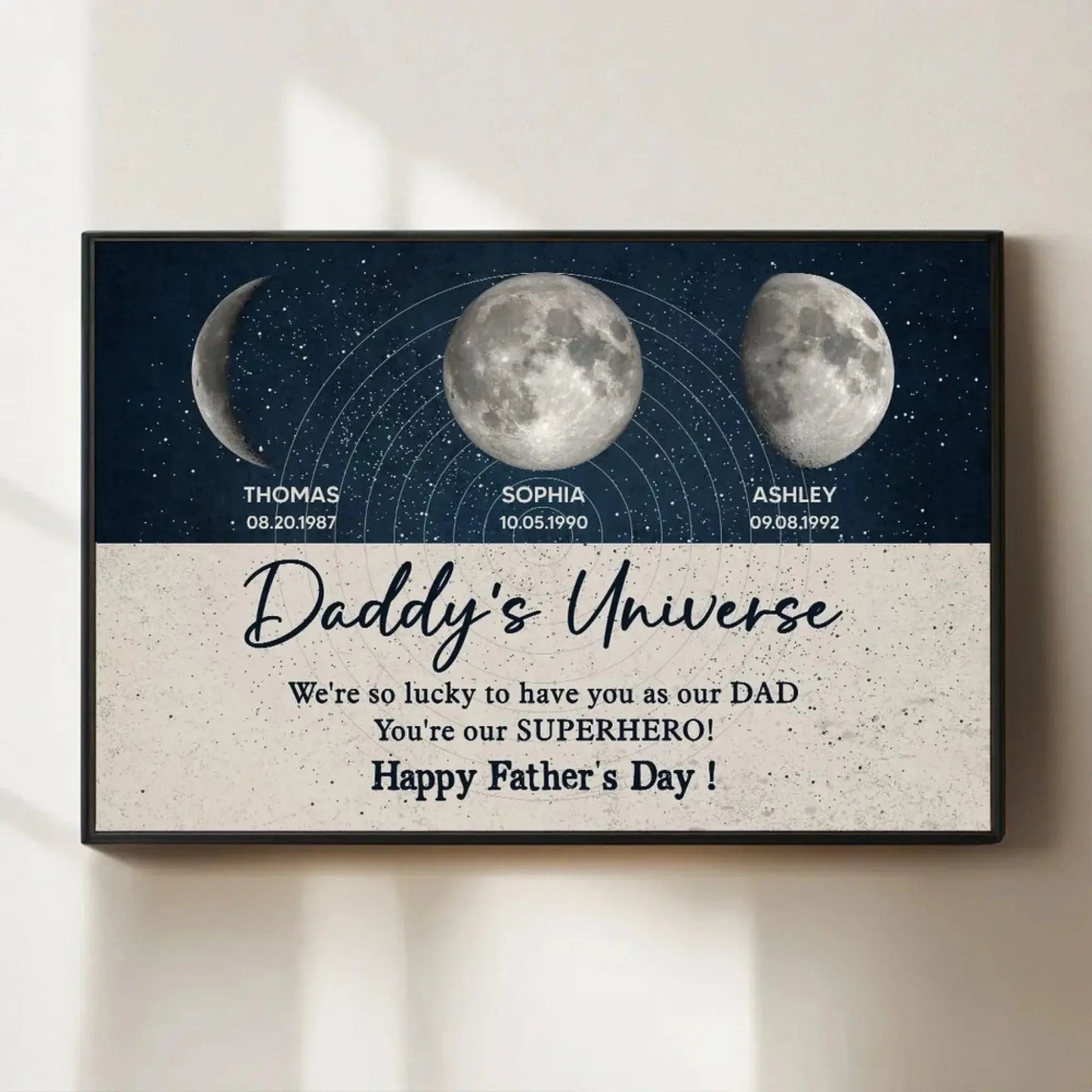 Daddy’s Universe Moon Phase Poster – Personalized Wall Art – Custom Father’s Day Gift Celebrating Special Moments Ezcustomize