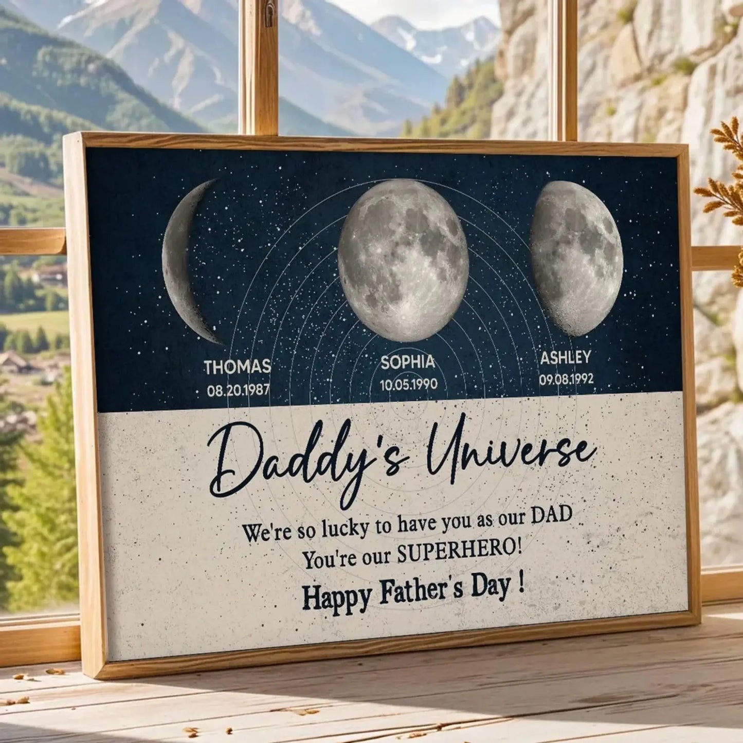 Daddy’s Universe Moon Phase Poster – Personalized Wall Art – Custom Father’s Day Gift Celebrating Special Moments Ezcustomize