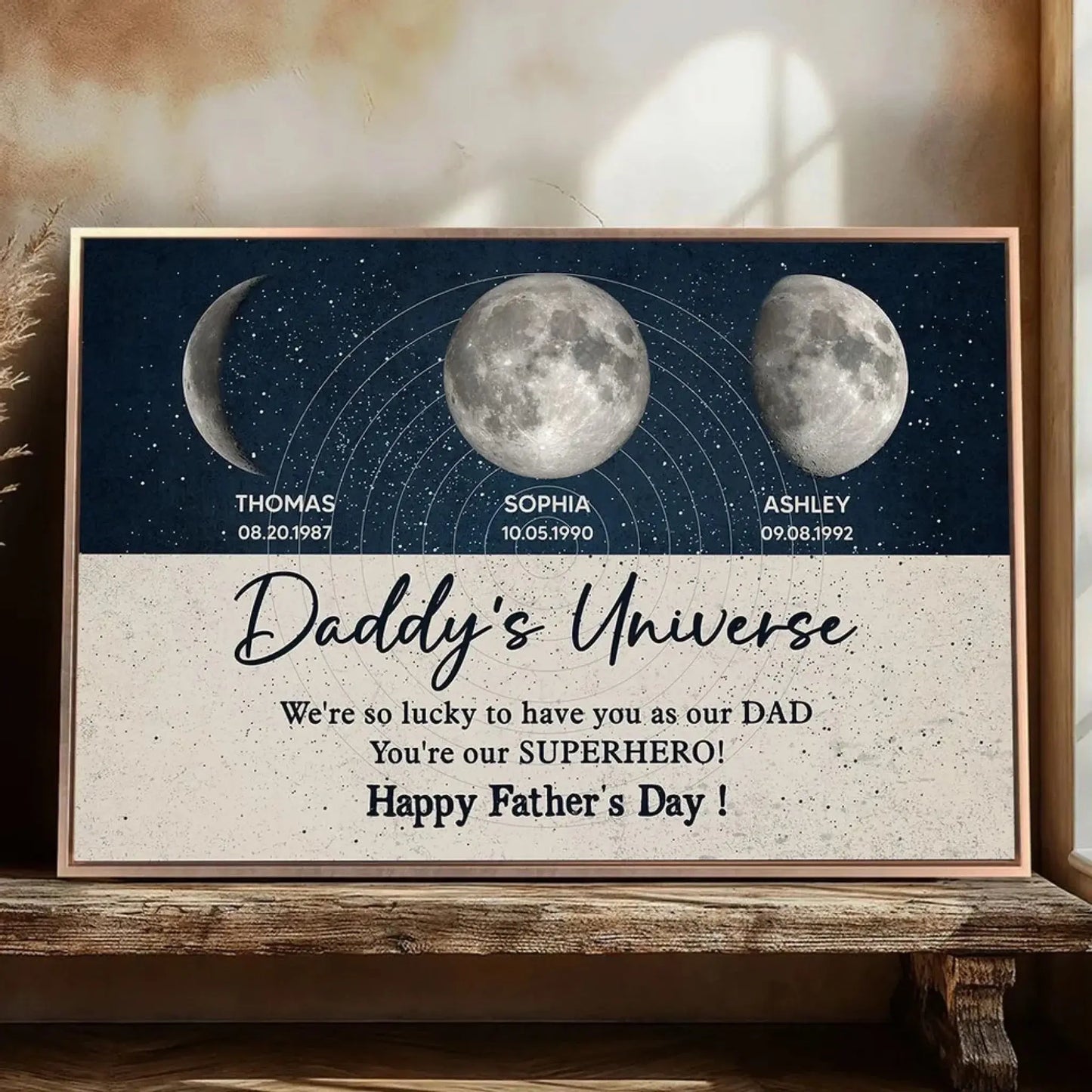 Daddy’s Universe Moon Phase Poster – Personalized Wall Art – Custom Father’s Day Gift Celebrating Special Moments Ezcustomize