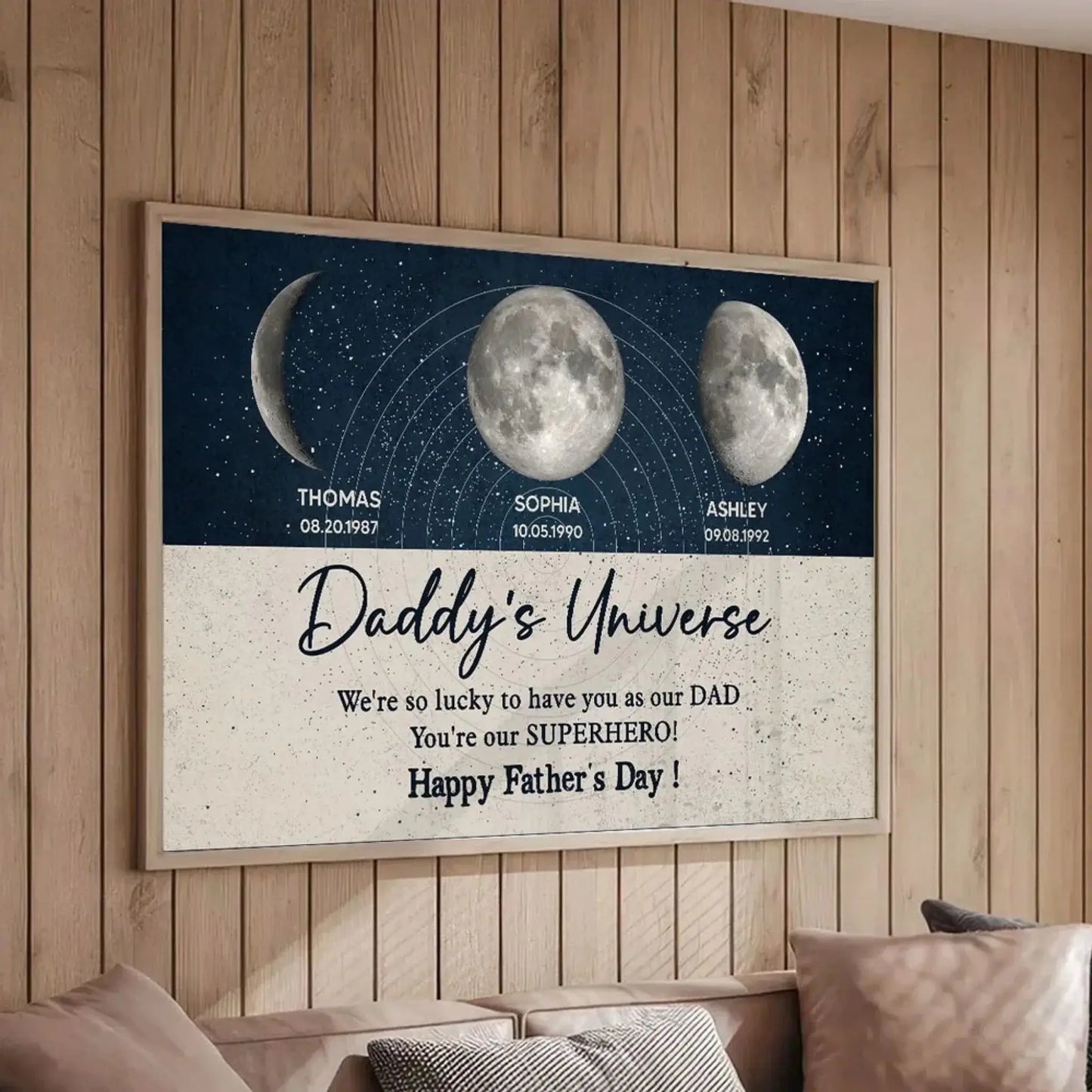 Daddy’s Universe Moon Phase Poster – Personalized Wall Art – Custom Father’s Day Gift Celebrating Special Moments Ezcustomize