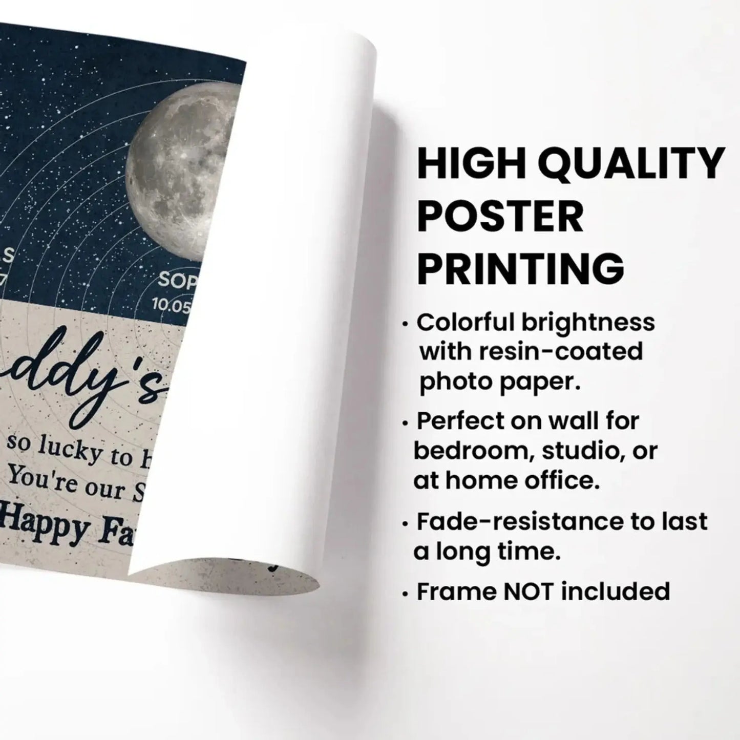 Daddy’s Universe Moon Phase Poster – Personalized Wall Art – Custom Father’s Day Gift Celebrating Special Moments Ezcustomize