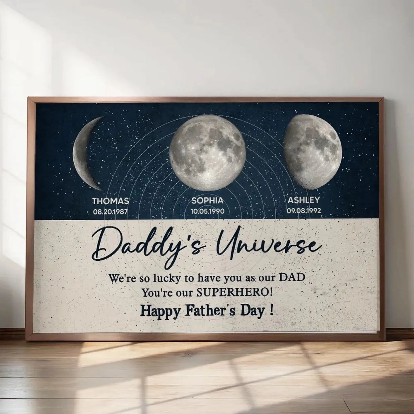 Daddy’s Universe Moon Phase Poster – Personalized Wall Art – Custom Father’s Day Gift Celebrating Special Moments Ezcustomize