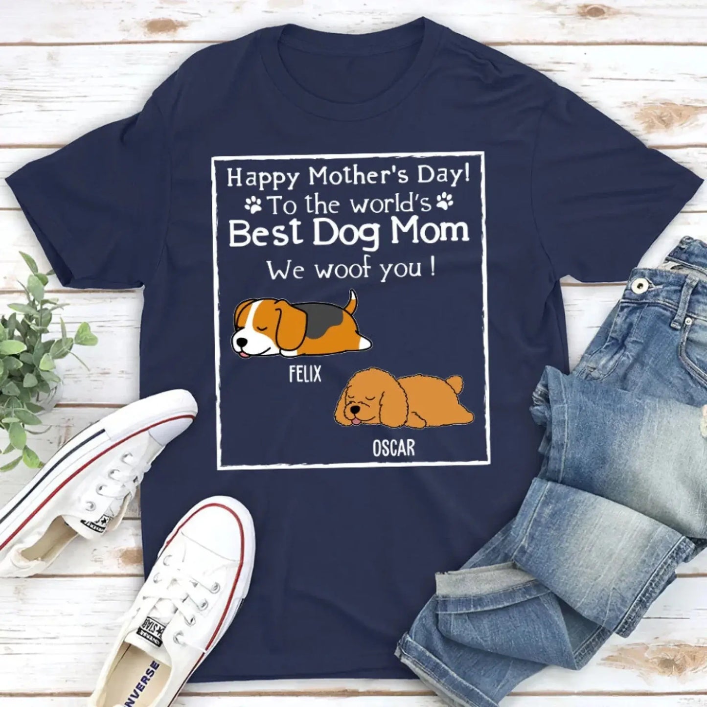 Dog Mom Classic Tee – Personalized Dog-Themed T-Shirt – Custom Gift for Pet Lovers, Dog Moms & Fur Baby Parents Ezcustomize