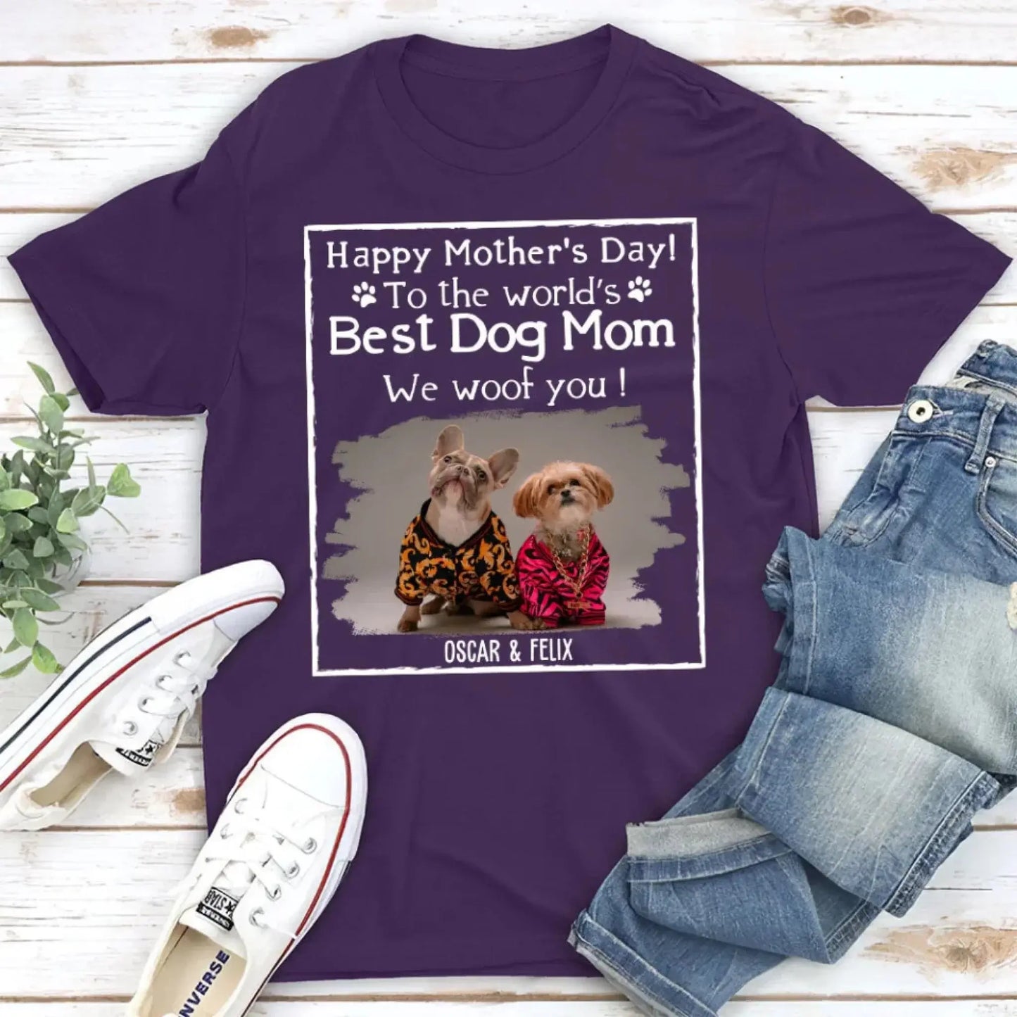 Dog Mom Classic Tee – Personalized Dog-Themed T-Shirt – Custom Gift for Pet Lovers, Dog Moms & Fur Baby Parents Ezcustomize