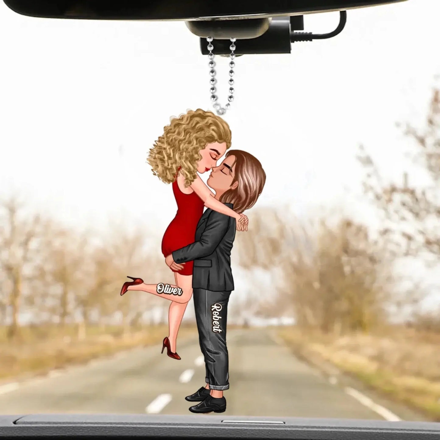 Doll Couple Kissing & Hugging Design – Personalized Ornament – Romantic Custom Gift for Couples, Anniversaries, or Any Special Day Ezcustomize
