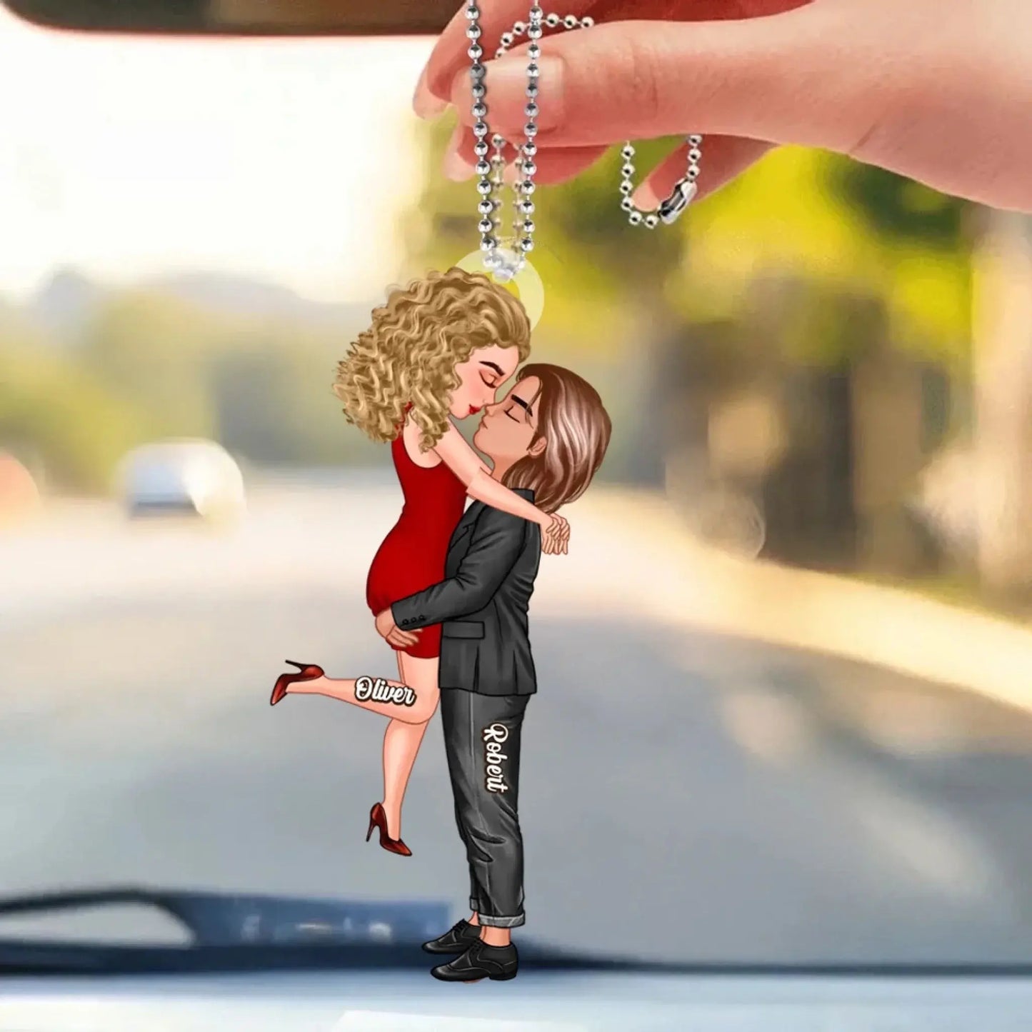 Doll Couple Kissing & Hugging Design – Personalized Ornament – Romantic Custom Gift for Couples, Anniversaries, or Any Special Day Ezcustomize