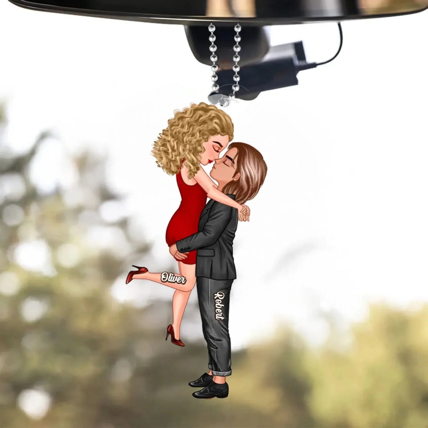 Doll Couple Kissing & Hugging Design – Personalized Ornament – Romantic Custom Gift for Couples, Anniversaries, or Any Special Day Ezcustomize
