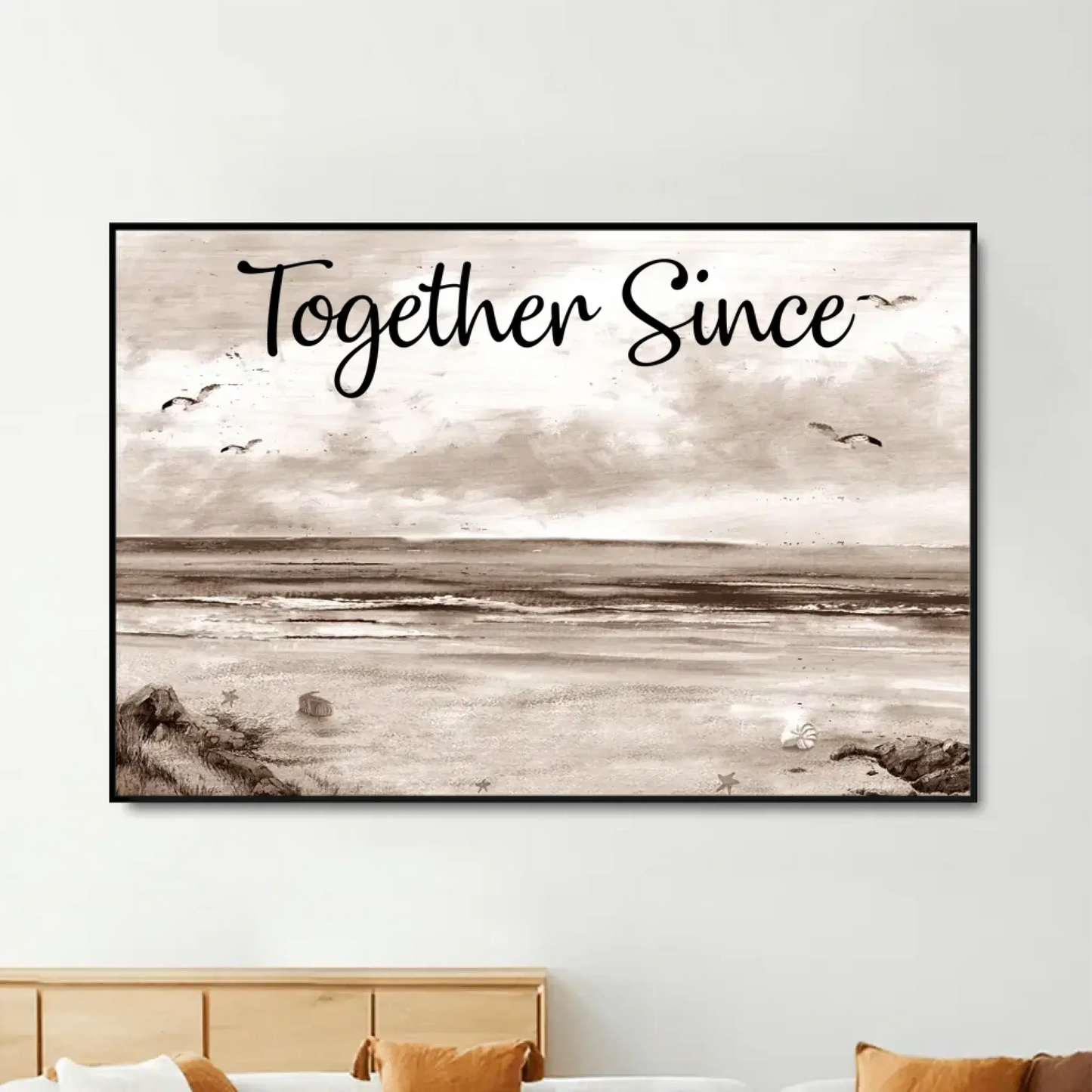 Eternal Love Couple at the Beach – Personalized Retro Vintage Poster/Canvas – Anniversary & Wedding Gift for Couples, Husband & Wife Ezcustomize