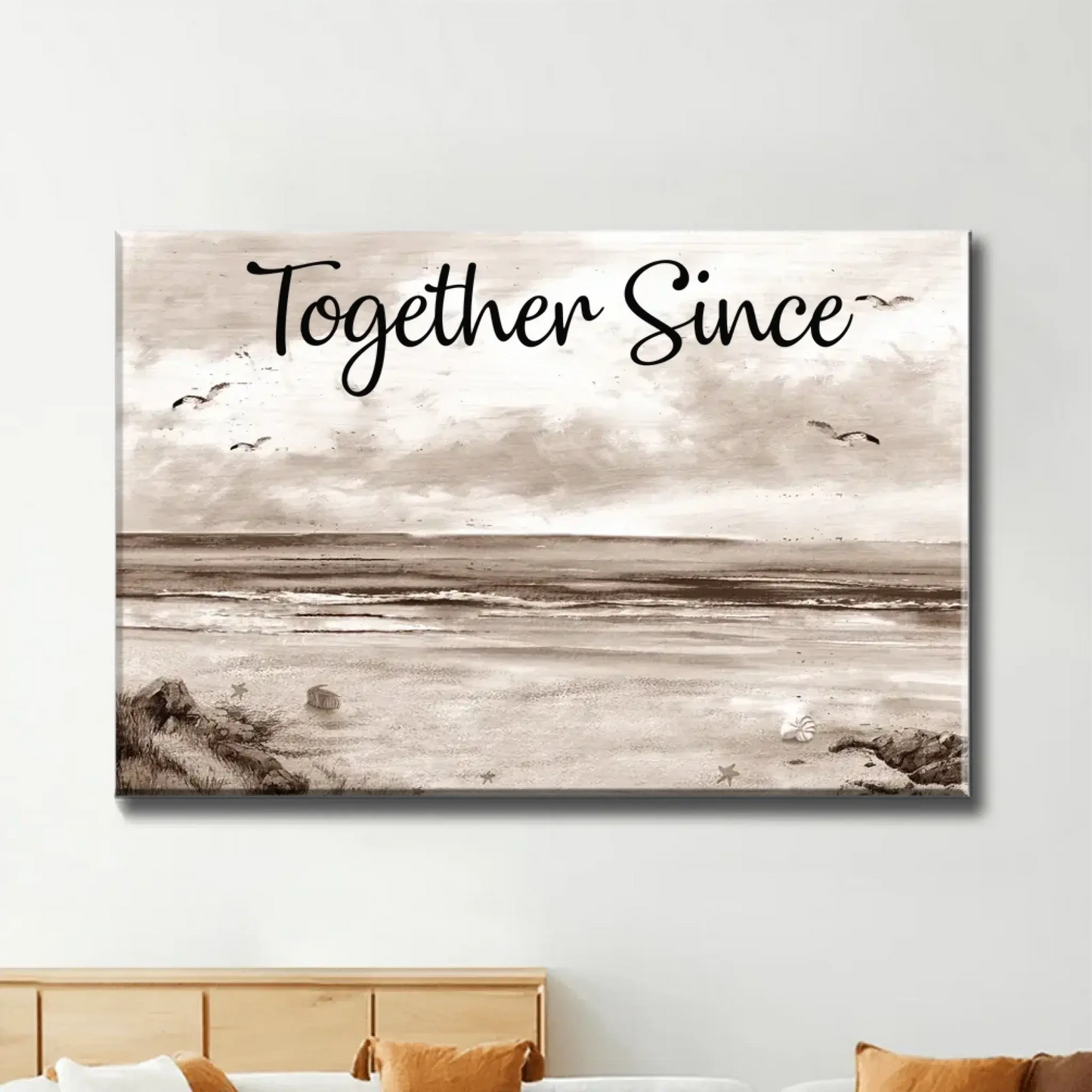 Eternal Love Couple at the Beach – Personalized Retro Vintage Poster/Canvas – Anniversary & Wedding Gift for Couples, Husband & Wife Ezcustomize