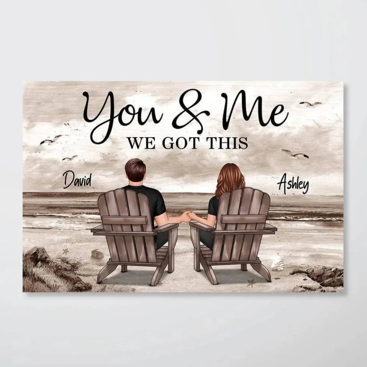 Eternal Love Couple at the Beach – Personalized Retro Vintage Poster/Canvas – Anniversary & Wedding Gift for Couples, Husband & Wife Ezcustomize