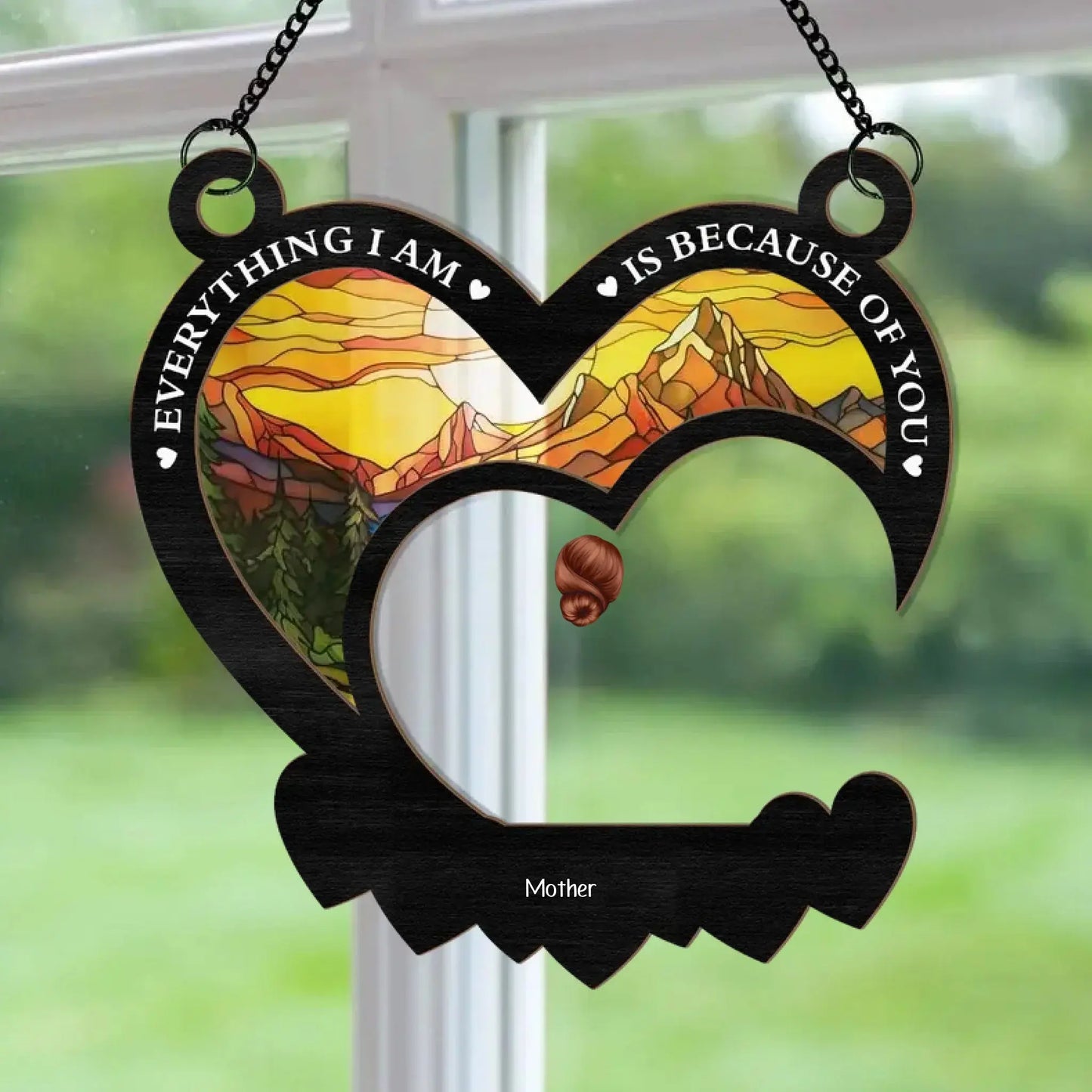 Everything We Are Is Because Of You Mom – Personalized Suncatcher Ornament – Meaningful Mother’s Day & Birthday Gift for Mom Ezcustomize