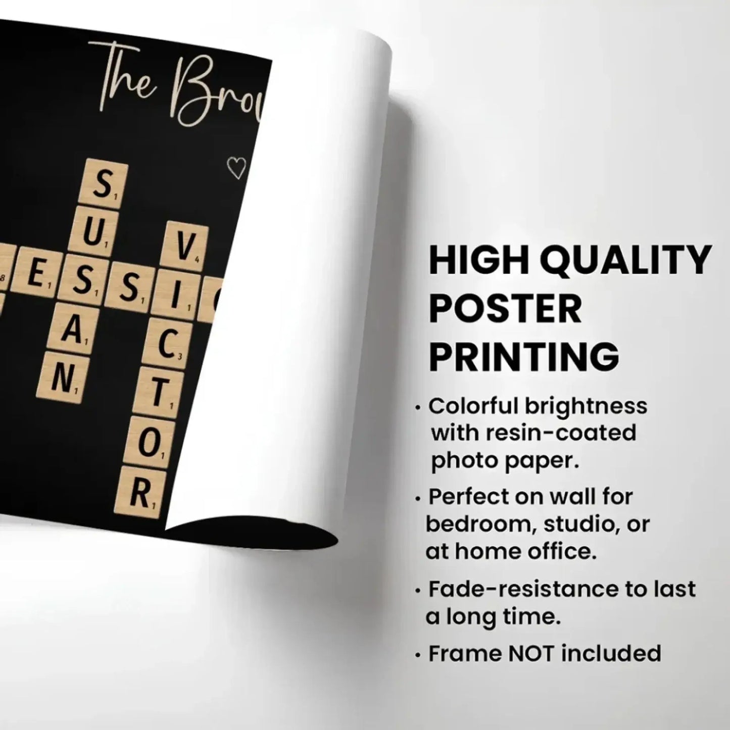 Family Crossword Wall Art – Personalized Photo Canvas/Poster, Created in a Moment Treasured Forever Gift for Parents, Home Decor Ezcustomize