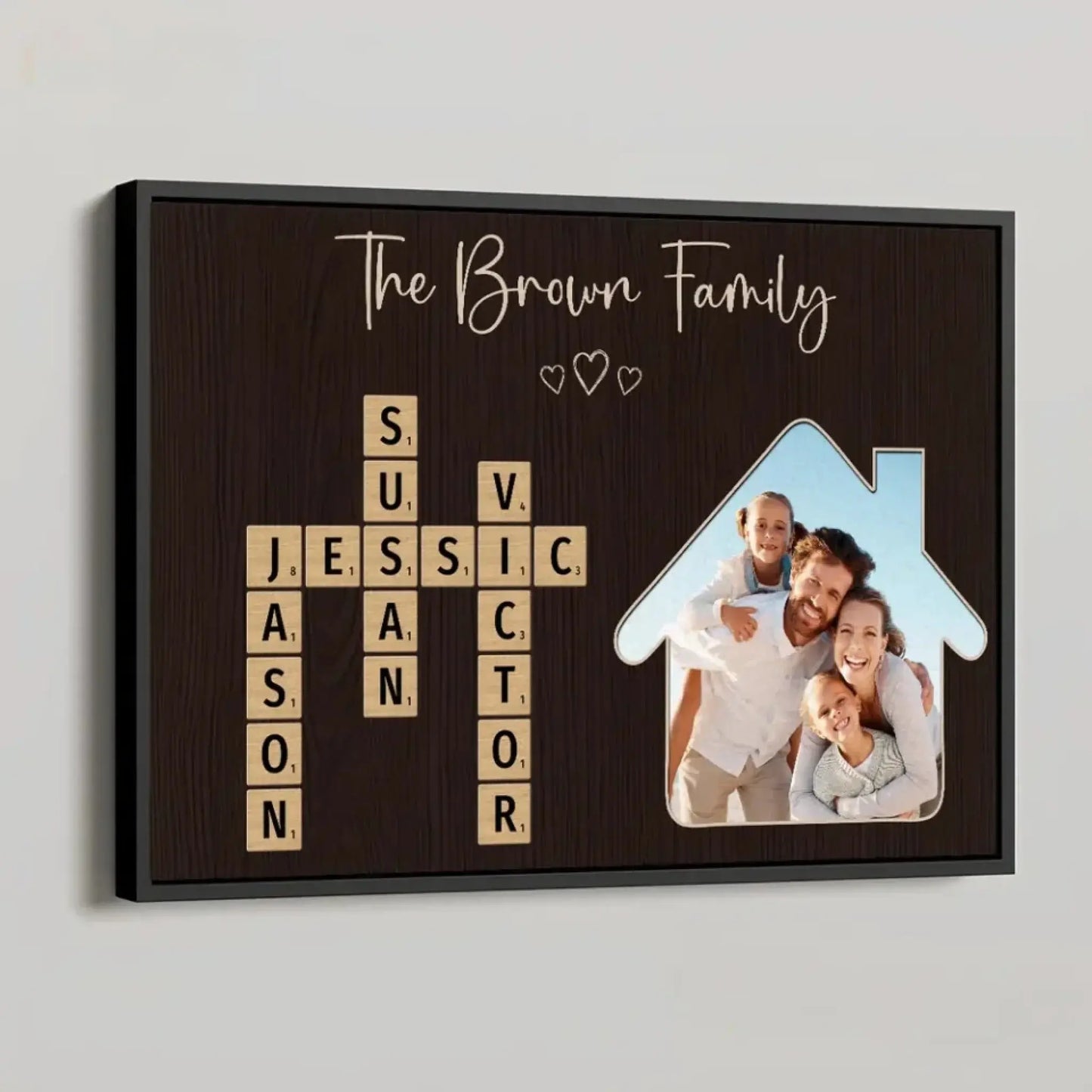 Family Crossword Wall Art – Personalized Photo Canvas/Poster, Created in a Moment Treasured Forever Gift for Parents, Home Decor Ezcustomize