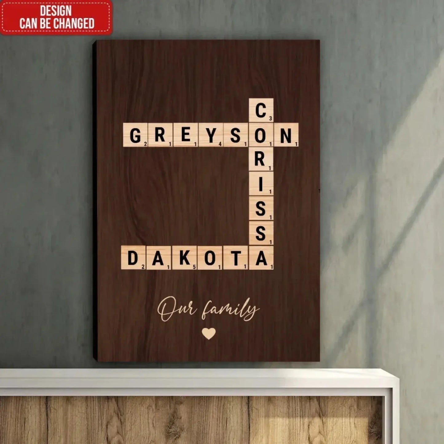 Family Name Crossword Tile Art – Personalized Poster/Canvas with Custom Names, Unique Gift for Holidays, Christmas, or Family Celebrations Ezcustomize
