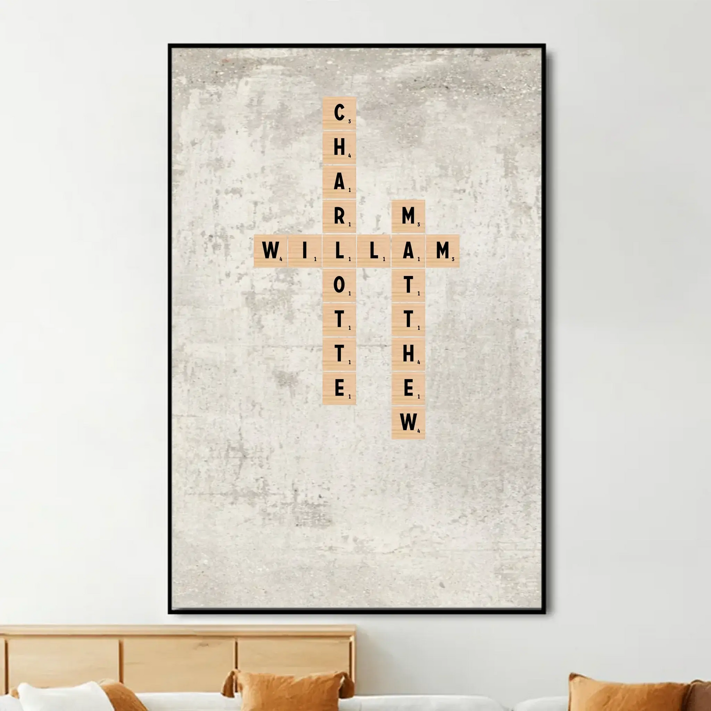 Family Name Crossword Tile Art – Personalized Poster/Canvas with Custom Names, Unique Gift for Holidays, Christmas, or Family Celebrations Ezcustomize