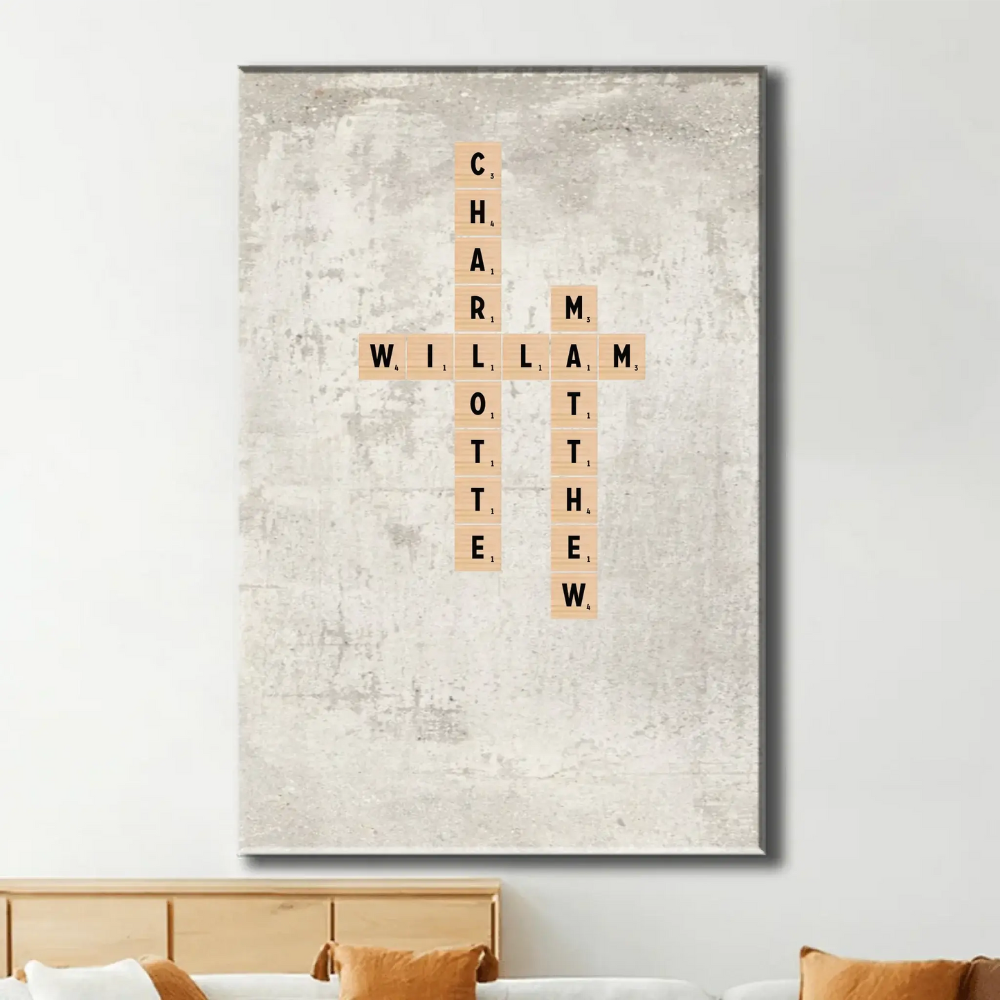Family Name Crossword Tile Art – Personalized Poster/Canvas with Custom Names, Unique Gift for Holidays, Christmas, or Family Celebrations Ezcustomize
