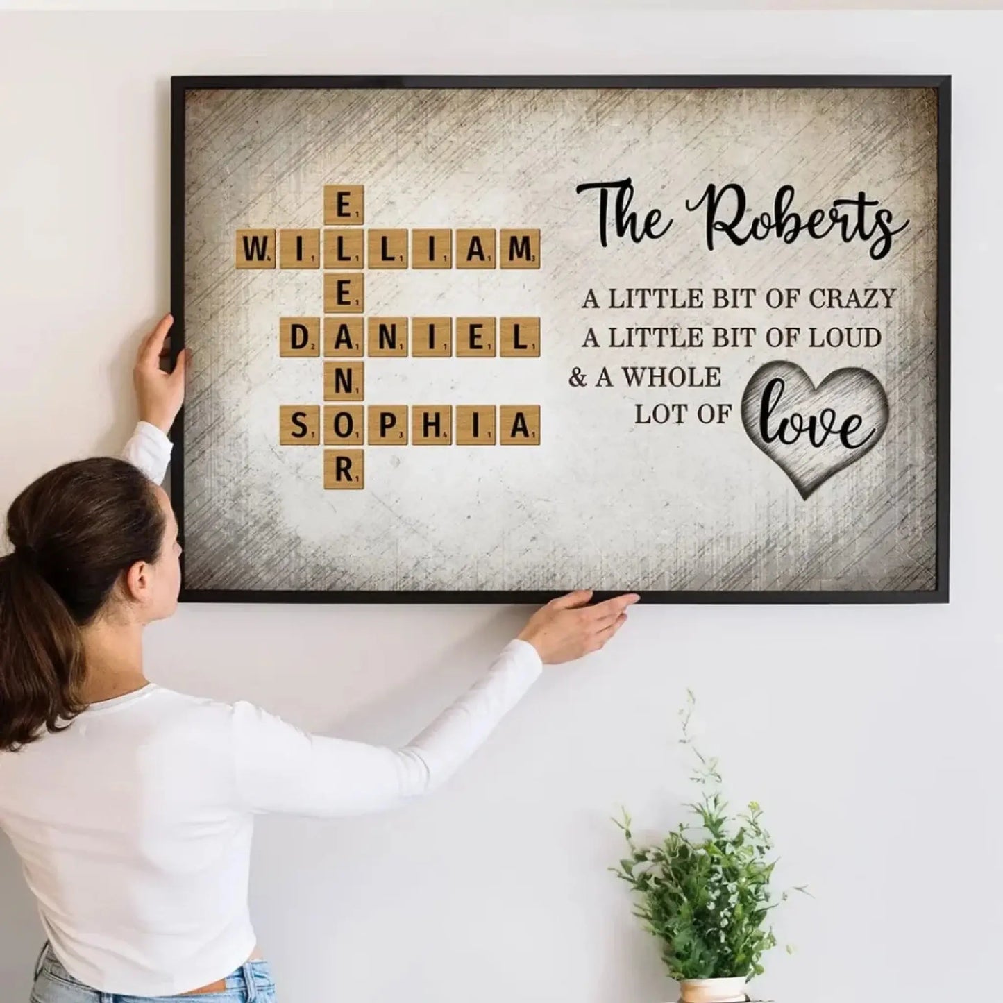 Family Name Scrabble Tile Art – Personalized Poster/Canvas – Unique Custom Gift Celebrating Family Love & Memories Ezcustomize
