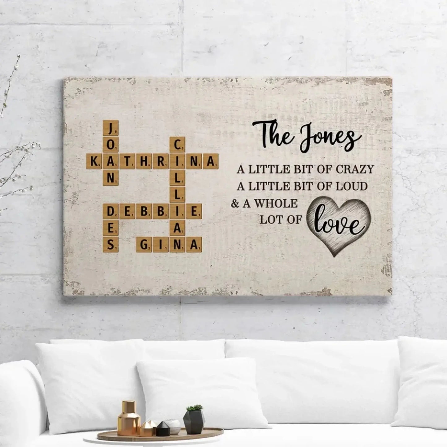 Family Name Scrabble Tile Art – Personalized Poster/Canvas – Unique Custom Gift Celebrating Family Love & Memories Ezcustomize
