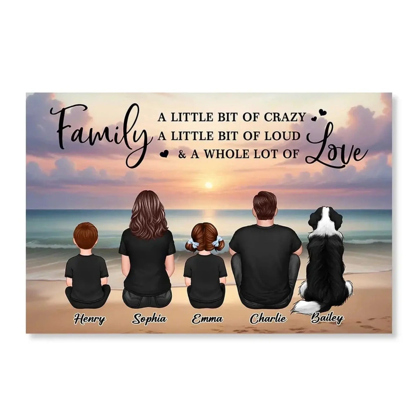 Family Whole Lot of Love – Personalized Poster with Realistic Beach Landscape – Treasured Forever Family Gift for Any Occasion Ezcustomize