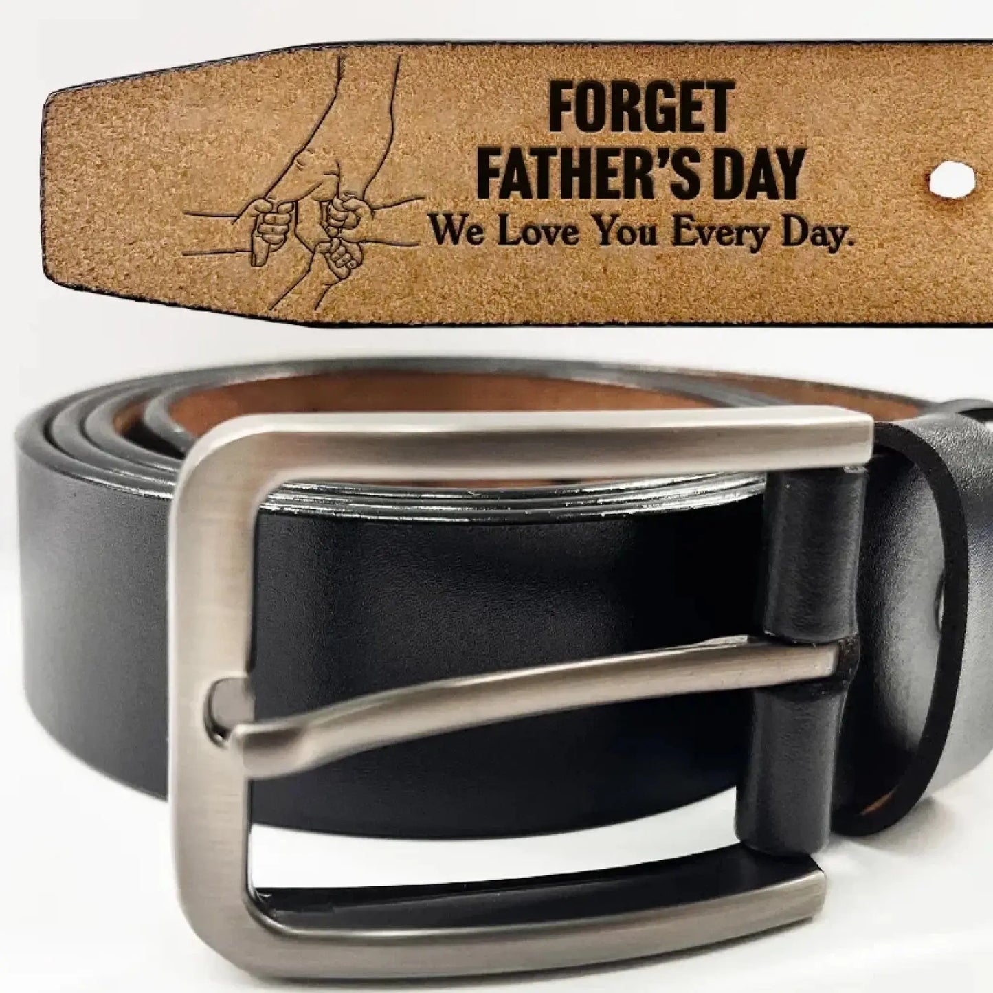 Father We Love You Every Day - Personalized Engraved Leather Belt Ezcustomize