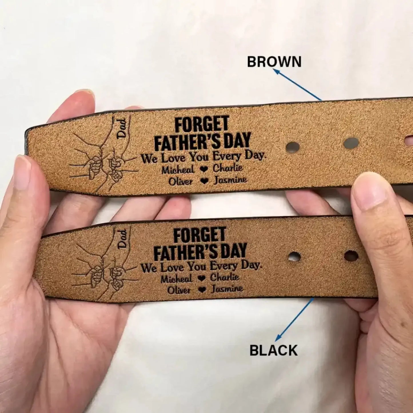 Father We Love You Every Day - Personalized Engraved Leather Belt Ezcustomize