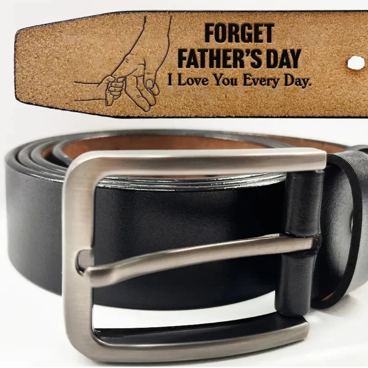 Father We Love You Every Day - Personalized Engraved Leather Belt Ezcustomize