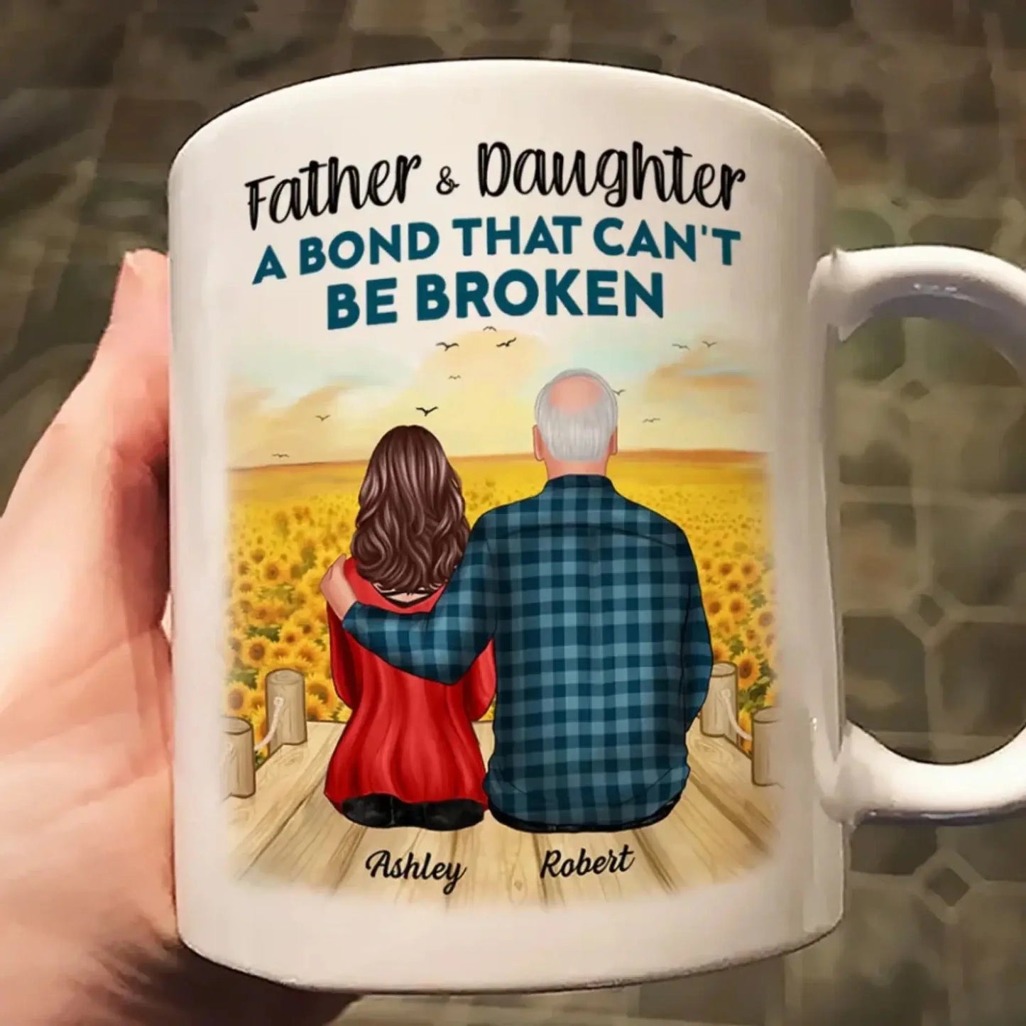 Father & Son “A Bond That Can’t Be Broken” Personalized Mug – Custom Name Gift for Dad from Son Ezcustomize
