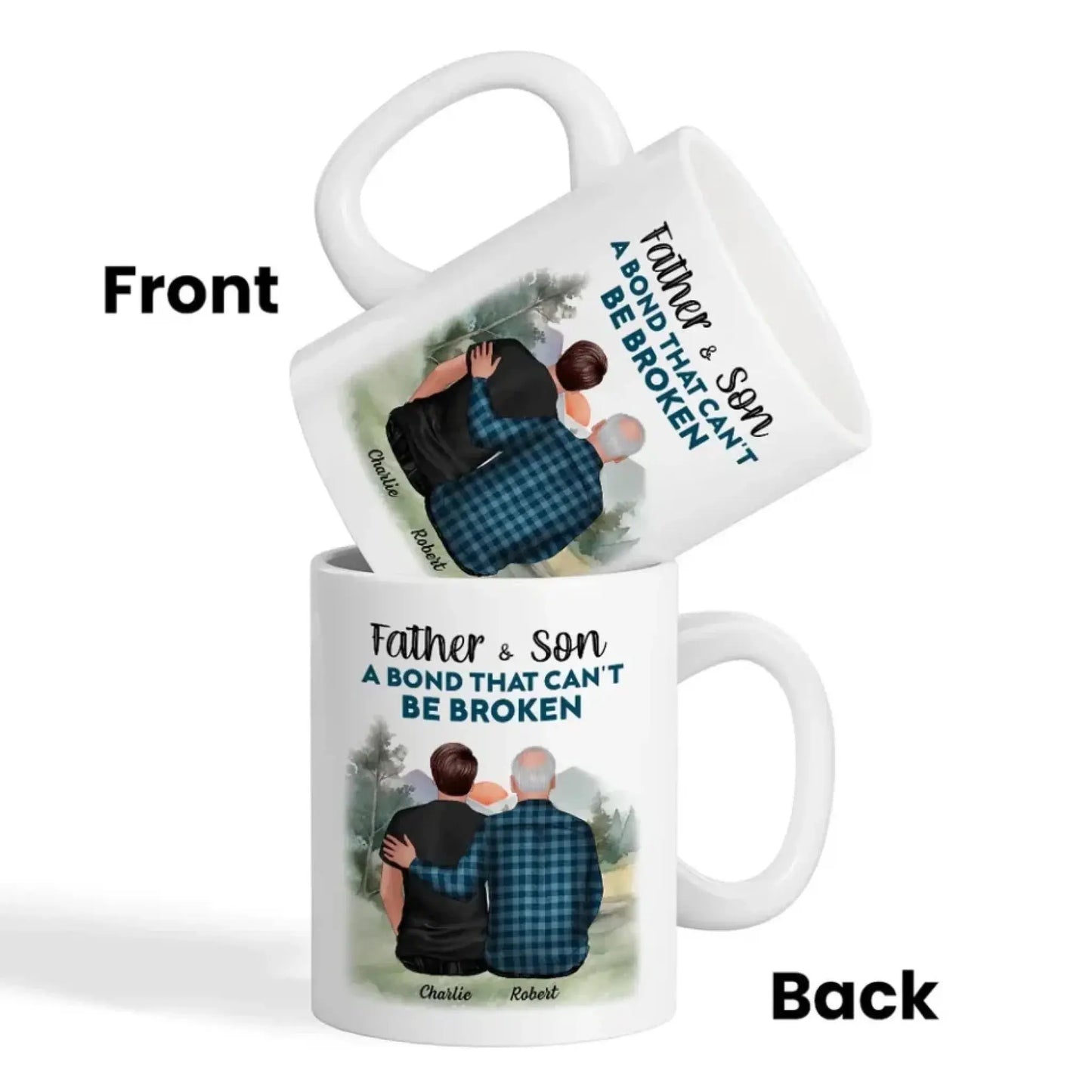 Father & Son “A Bond That Can’t Be Broken” Personalized Mug – Custom Name Gift for Dad from Son Ezcustomize